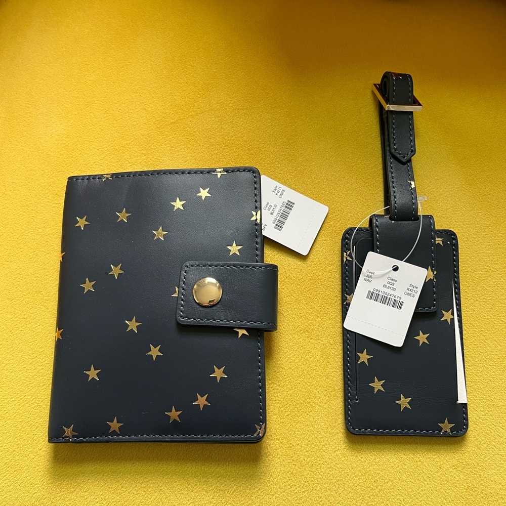 Jcrew foil star print passport holder and luggage tag